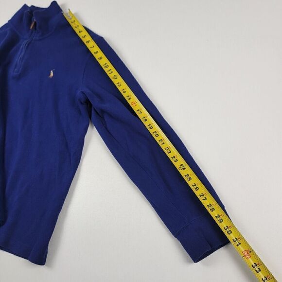 Polo Ralph Lauren Estate Rib Quarter Zip Pullover Sweater Blue Large White Pony - Picture 8 of 11